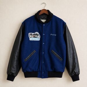 Vintage S&S Cycle Steer Brand Men’s M Varsity Jacket Leather Sleeves USA Wool